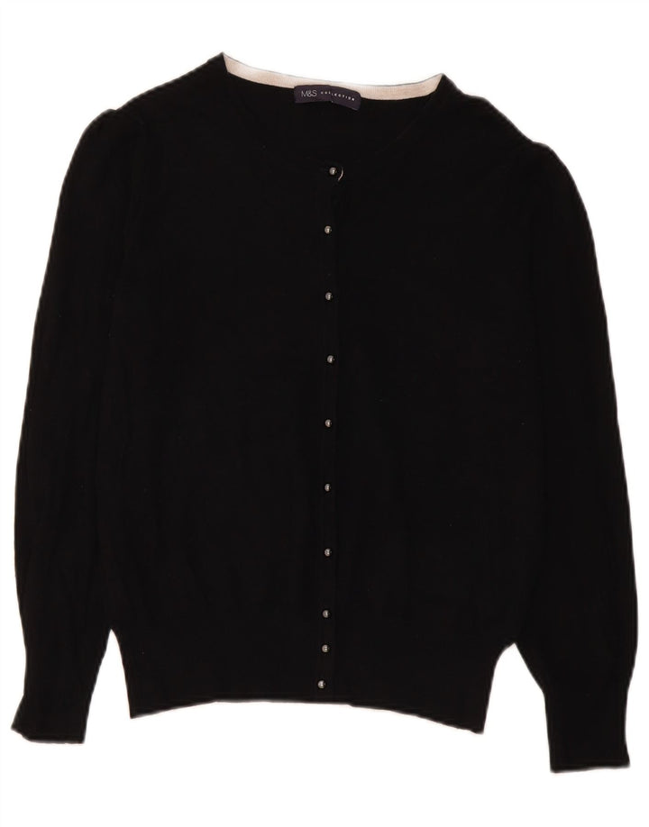 Marks & Spencer Womens Cardigan Sweater UK 14 Medium Black Viscose