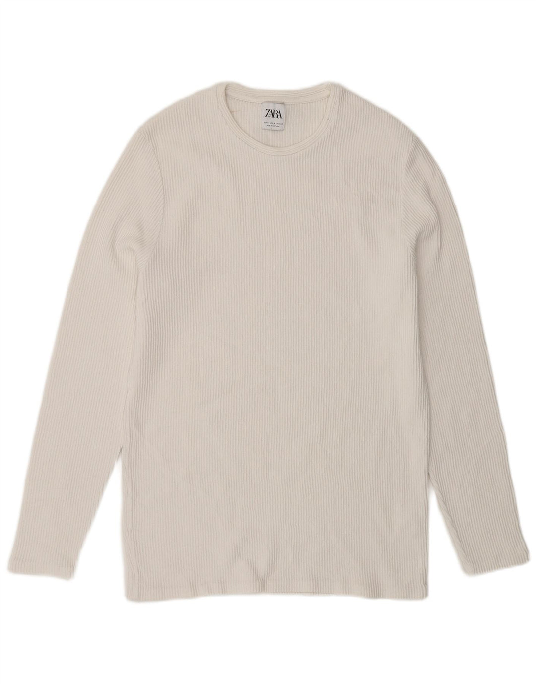 Zara Mens Top Long Sleeve Medium White Cotton
