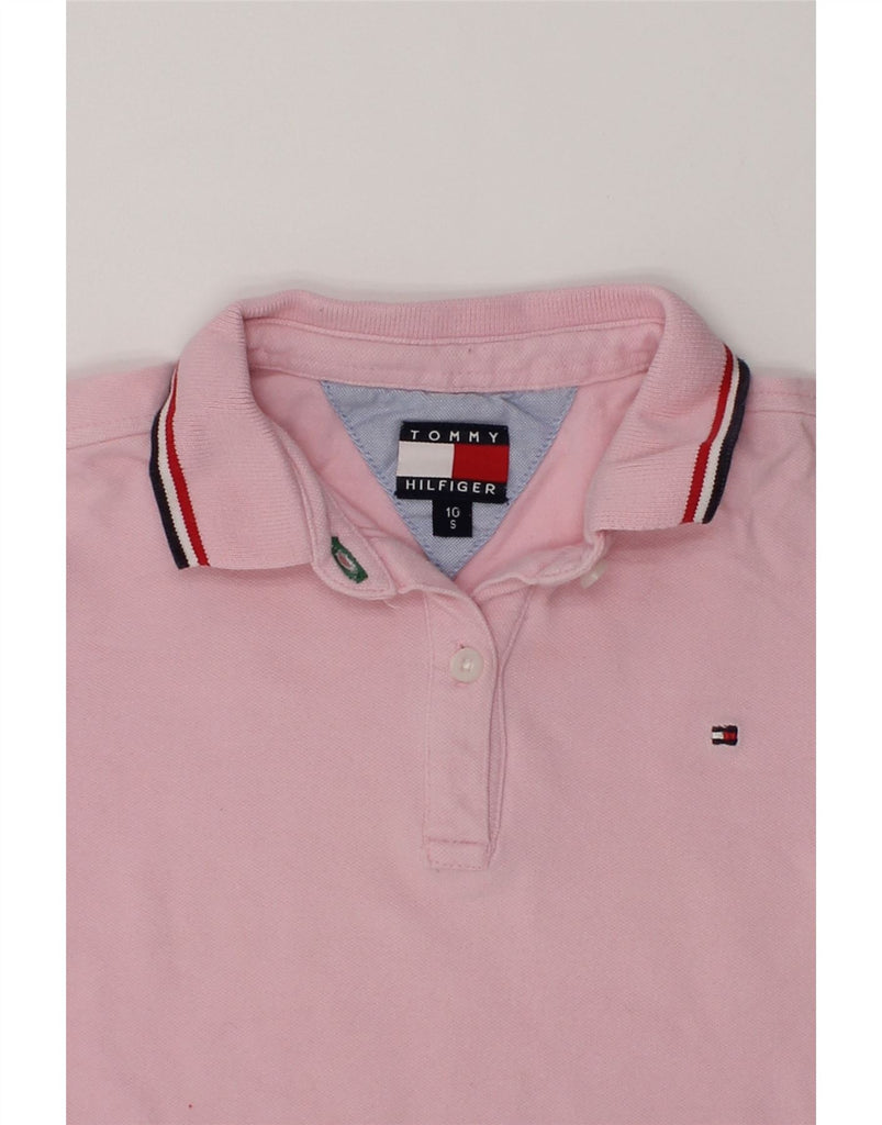 TOMMY HILFIGER Girls Polo Shirt 9-10 Years Small  Pink Cotton | Vintage Tommy Hilfiger | Thrift | Second-Hand Tommy Hilfiger | Used Clothing | Messina Hembry 