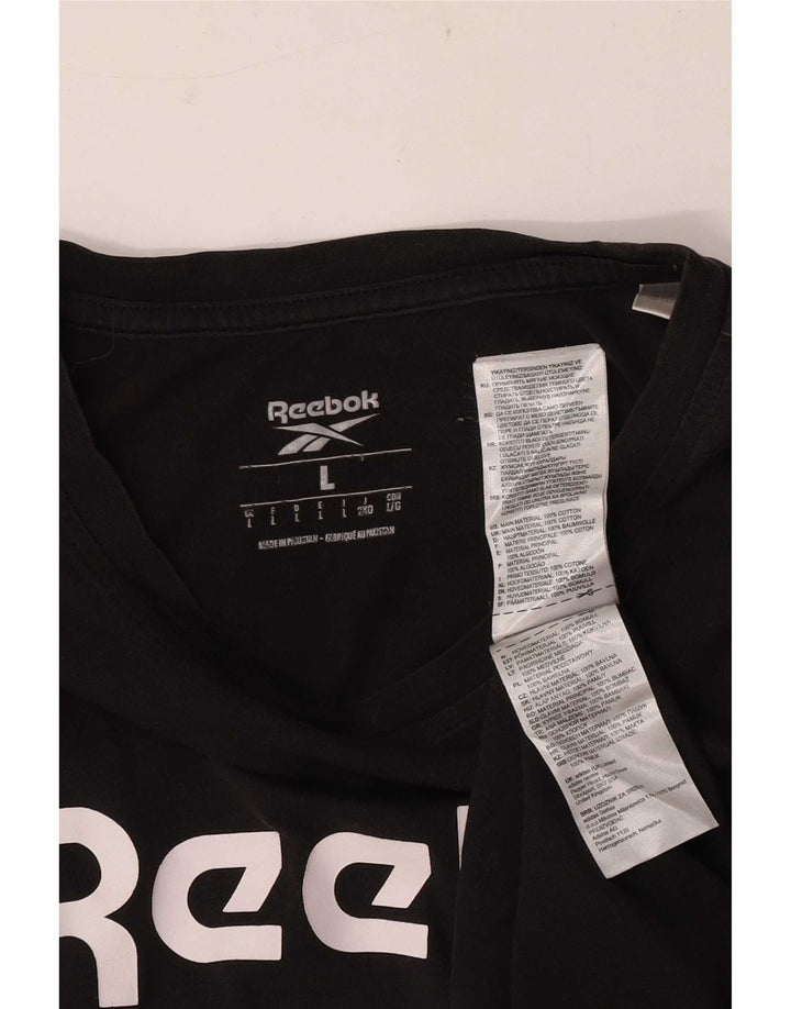 Reebok Mens Graphic T-Shirt Top Large Black Cotton