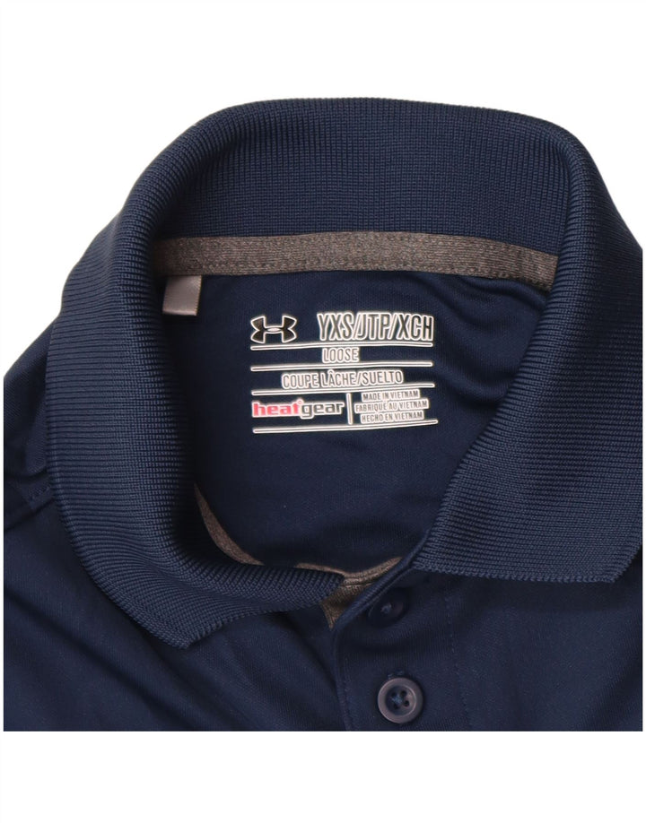 UNDER ARMOUR Boys Heat Gear Polo Shirt 6-7 Years XS Navy Blue