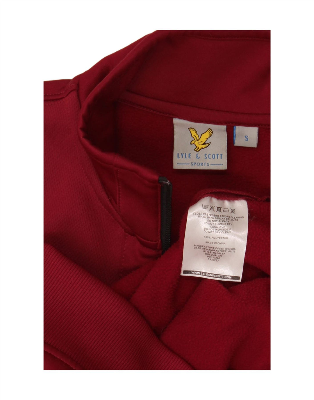 Lyle & Scott Mens Tracksuit Top Jacket Small Maroon Polyester