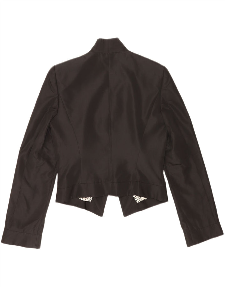 Gianfranco Ferre Womens Open Blazer Jacket UK 10 Small Black Acetate