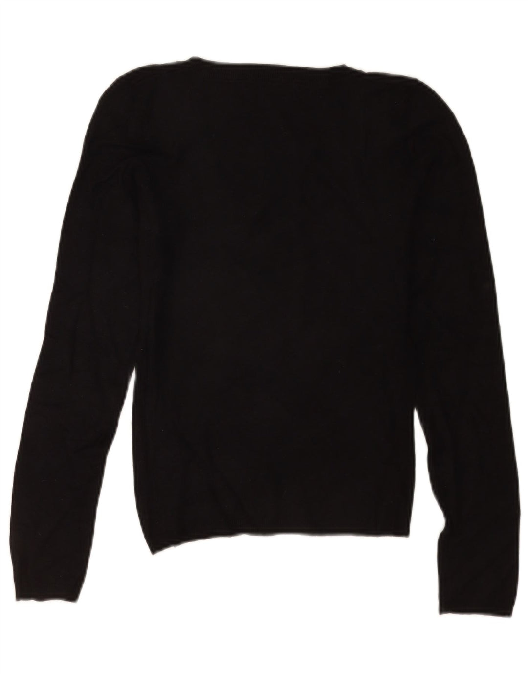 Zara Womens V-Neck Jumper Sweater UK 8 Small Black Rayon