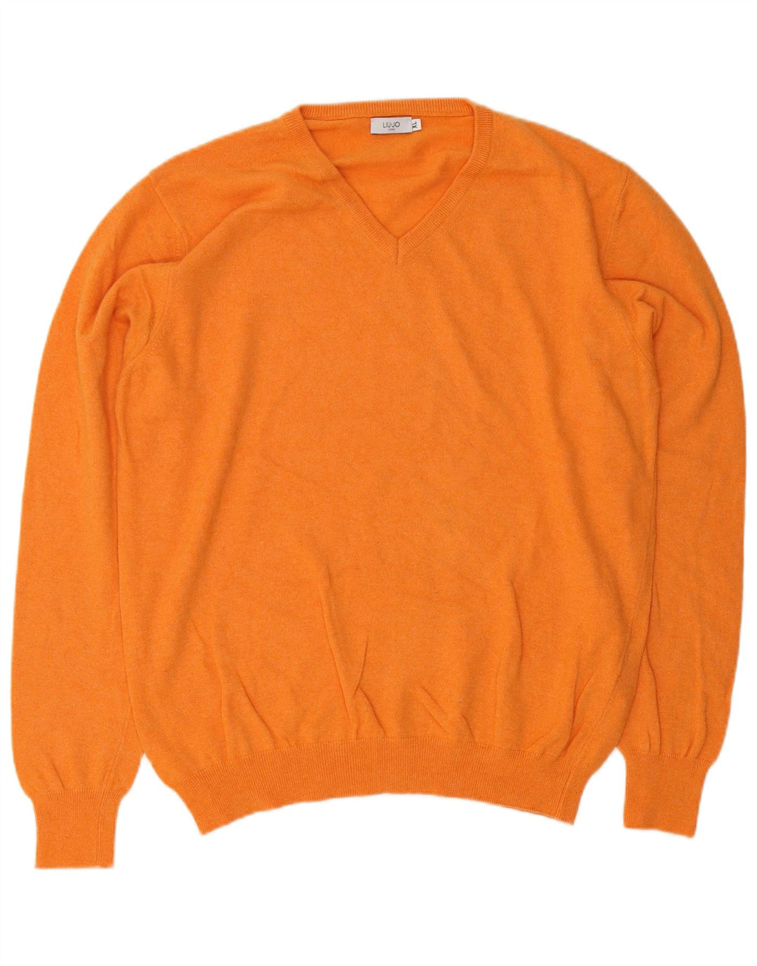 Liu Jo Mens V-Neck Jumper Sweater XL Orange Wool