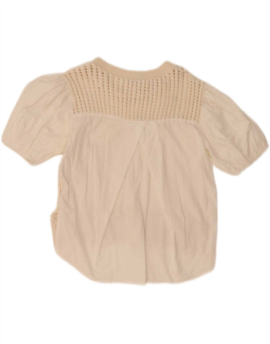 Zara Womens Crochet Blouse Top UK 14 Medium White Cotton