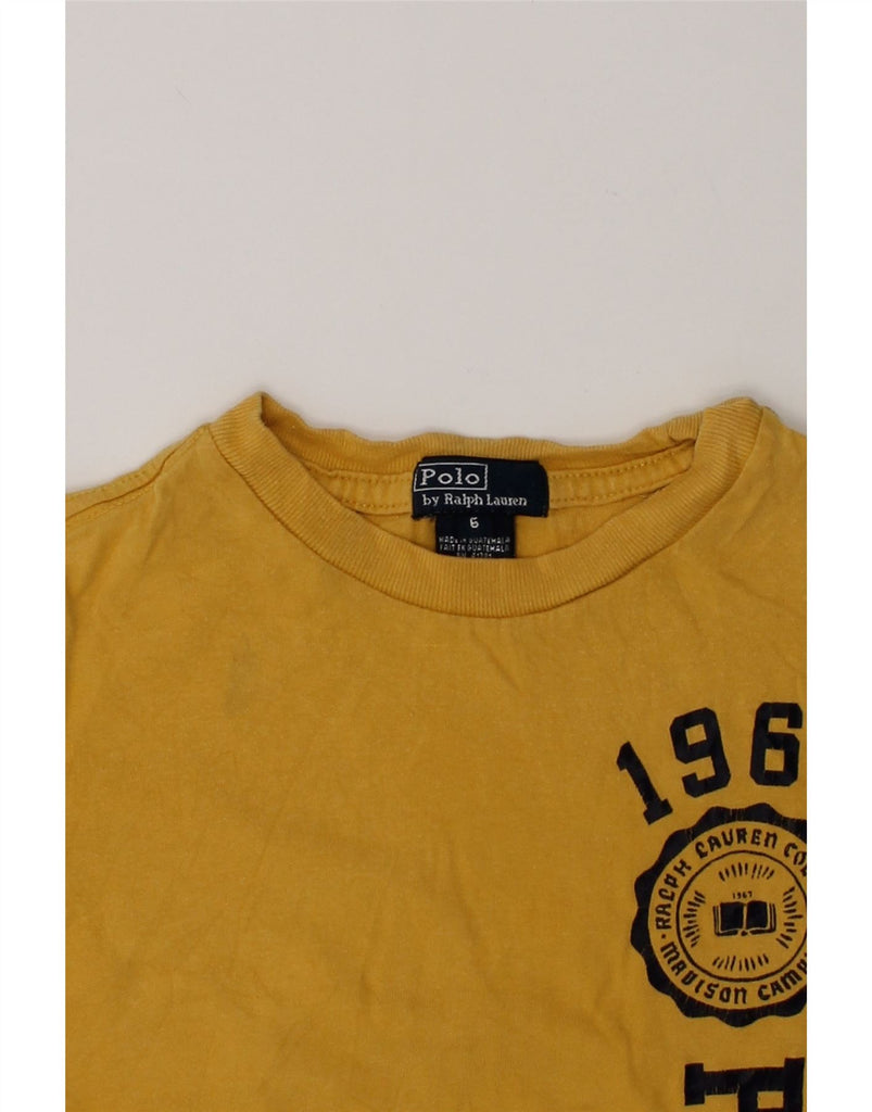 POLO RALPH LAUREN Boys Graphic T-Shirt Top 5-6 Years Yellow Cotton | Vintage Polo Ralph Lauren | Thrift | Second-Hand Polo Ralph Lauren | Used Clothing | Messina Hembry 