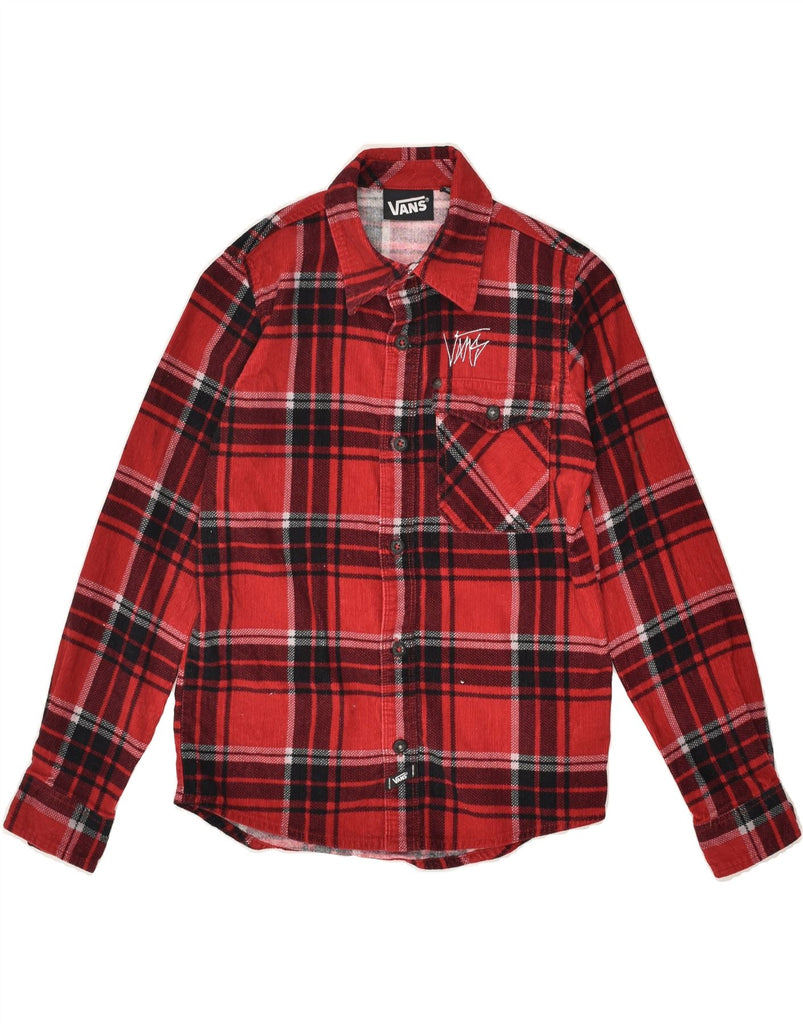 VANS Boys Corduroy Shirt 12-13 Years Small Red Check Cotton | Vintage Vans | Thrift | Second-Hand Vans | Used Clothing | Messina Hembry 