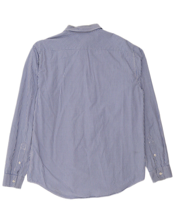 Timberland Mens Slim Fit Shirt Large Blue Gingham Cotton