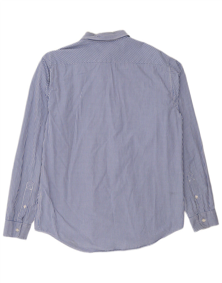 Timberland Mens Slim Fit Shirt Large Blue Gingham Cotton