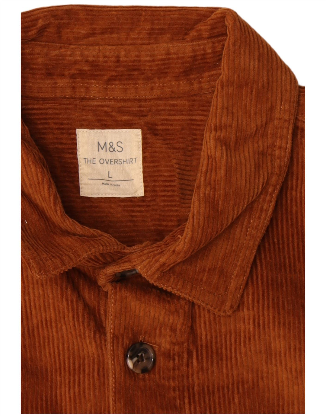 Marks & Spencer Mens Overshirt Corduroy Shirt Large Brown Cotton