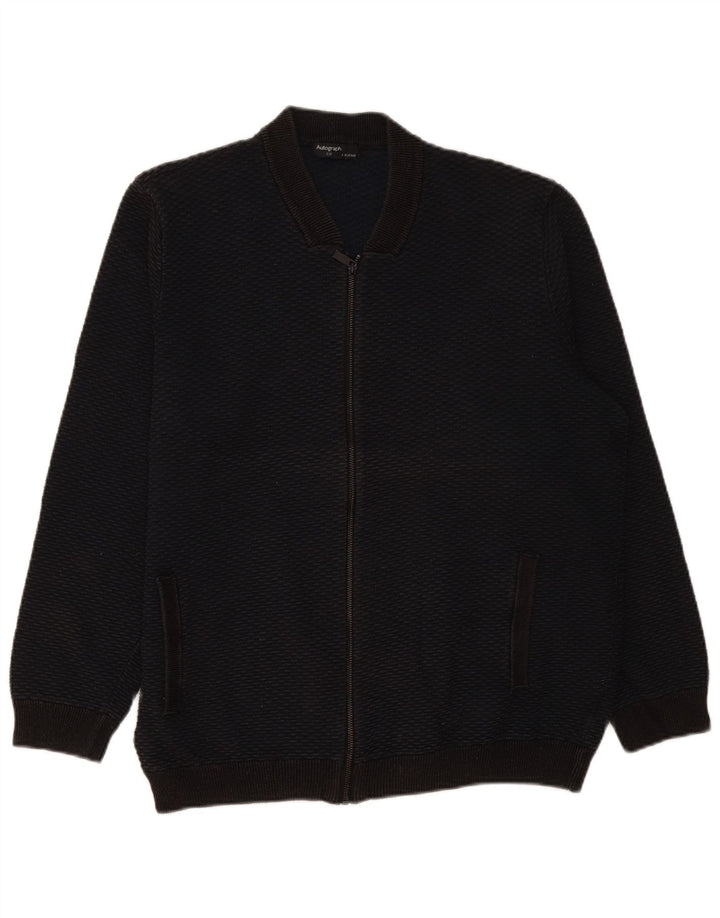 Marks & Spencer Mens Full Zip Cardigan Sweater 2XL Black Cotton