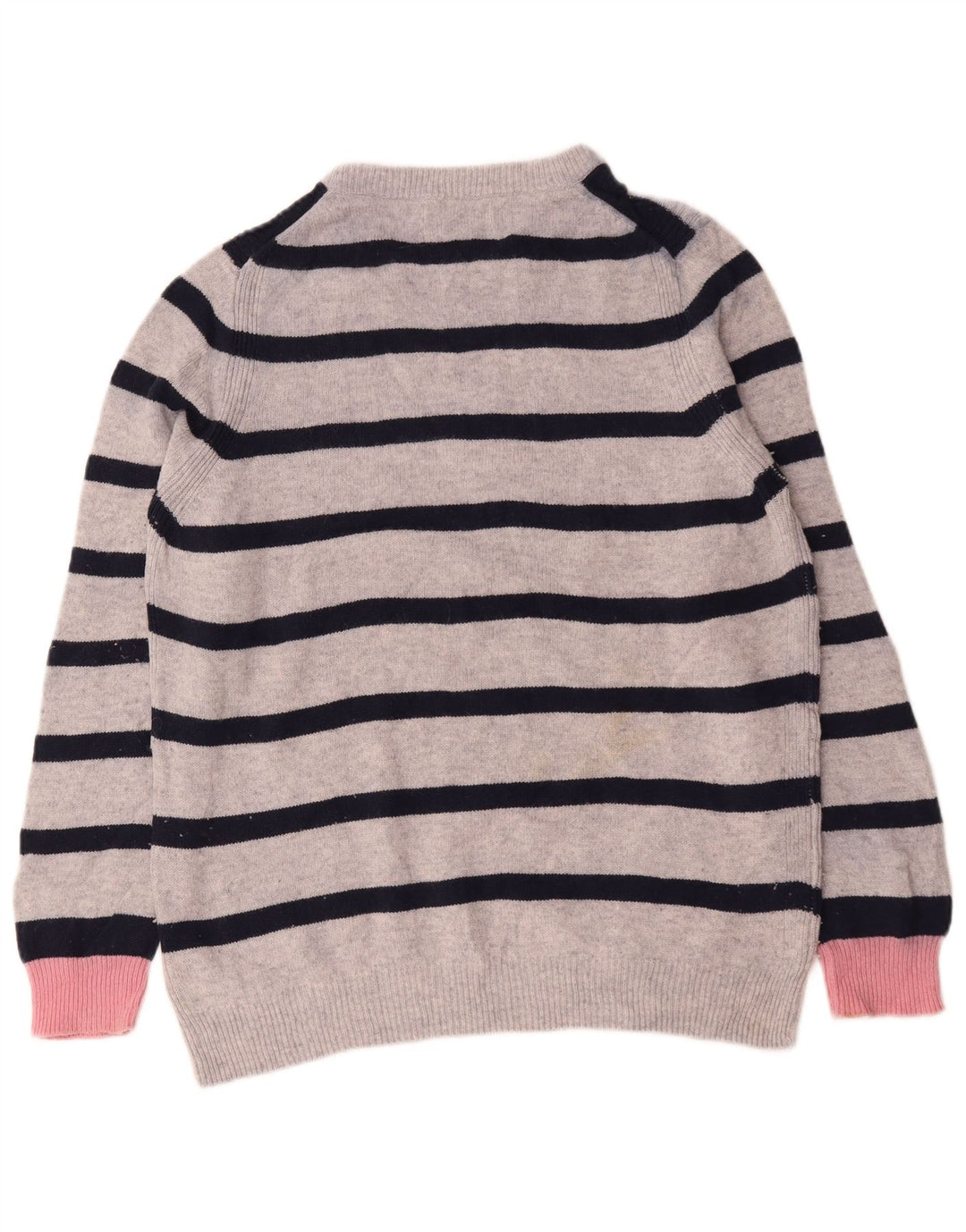 Marks & Spencer Womens Crew Neck Jumper Sweater UK 16 Large Grey Striped