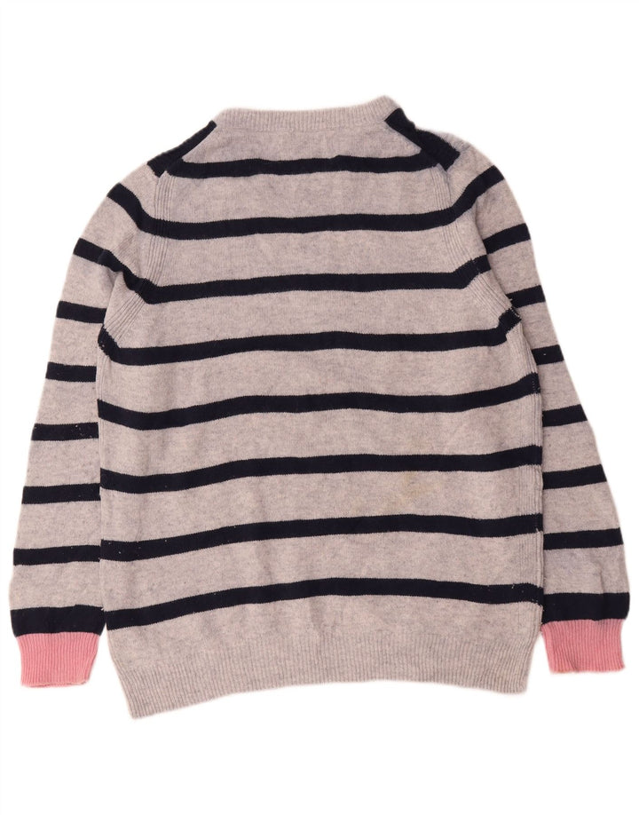 Marks & Spencer Womens Crew Neck Jumper Sweater UK 16 Large Grey Striped