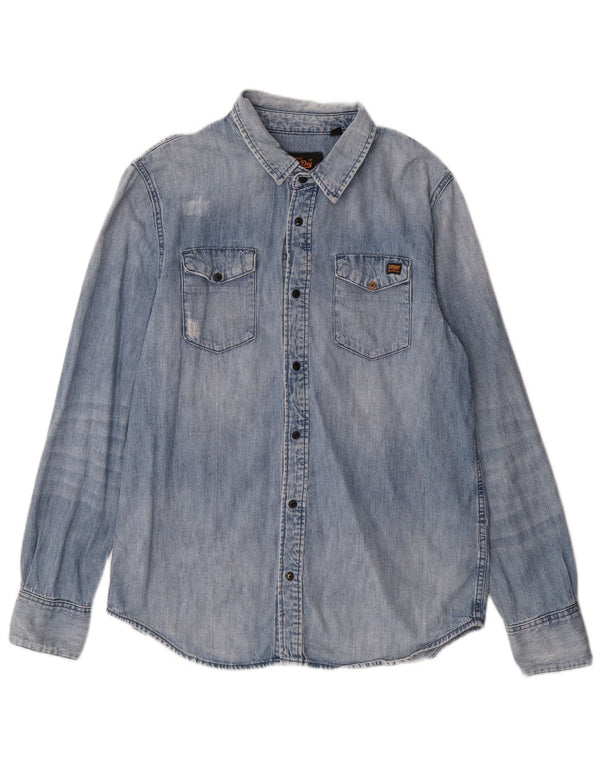 Superdry Mens Denim Shirt XL Blue Cotton