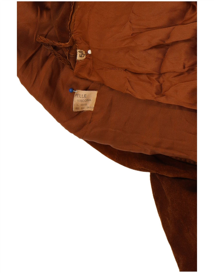 Vintage Mens Suede Jacket IT 54 2XL Brown Leather