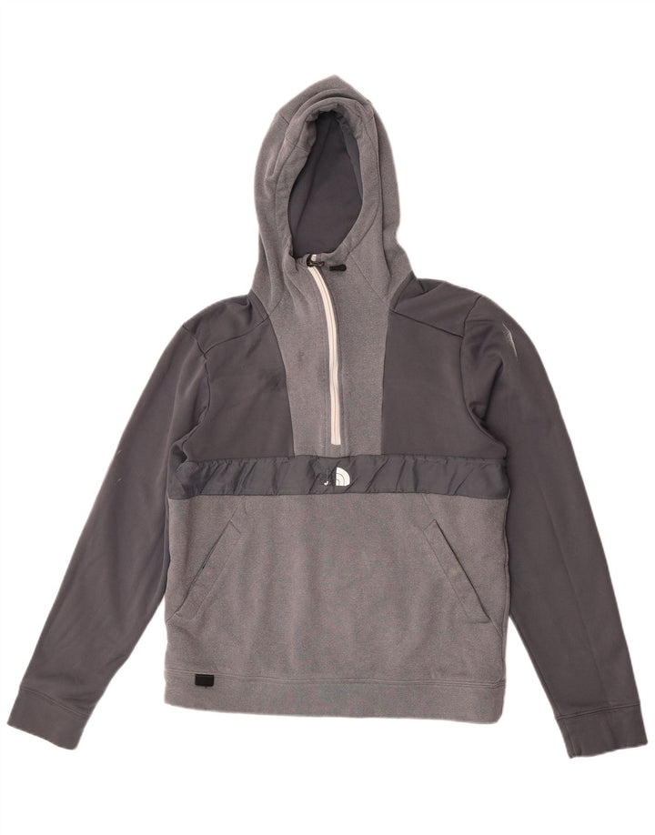 The North Face Mens Zip Neck Hoodie Jumper Medium Grey Polyester