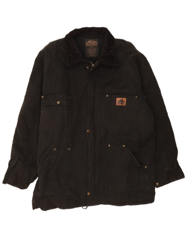 Old Mill Mens Windbreaker Jacket UK 44 2XL Black Cotton