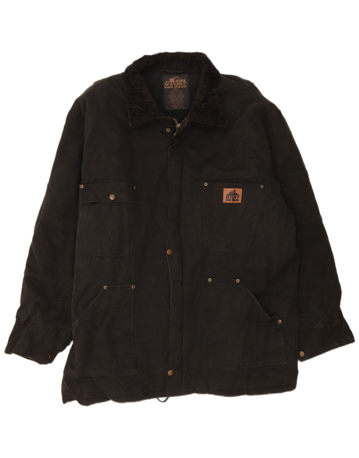 Old Mill Mens Windbreaker Jacket UK 44 2XL Black Cotton