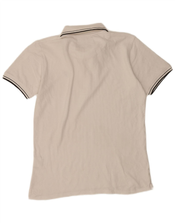 Lyle & Scott Mens Polo Shirt Large White Striped Cotton