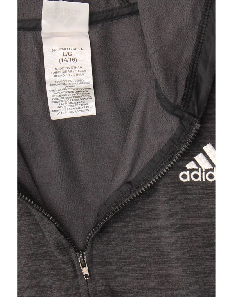 ADIDAS Boys Zip Hoodie Sweater 14-15 Years Large Grey Polyester Vintage Adidas and Second-Hand Adidas from Messina Hembry 