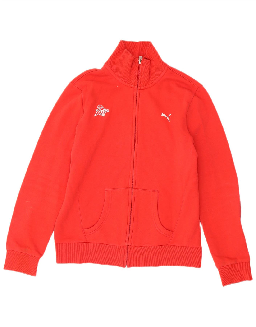 Puma Womens Tracksuit Top Jacket UK 14 Medium Red Cotton