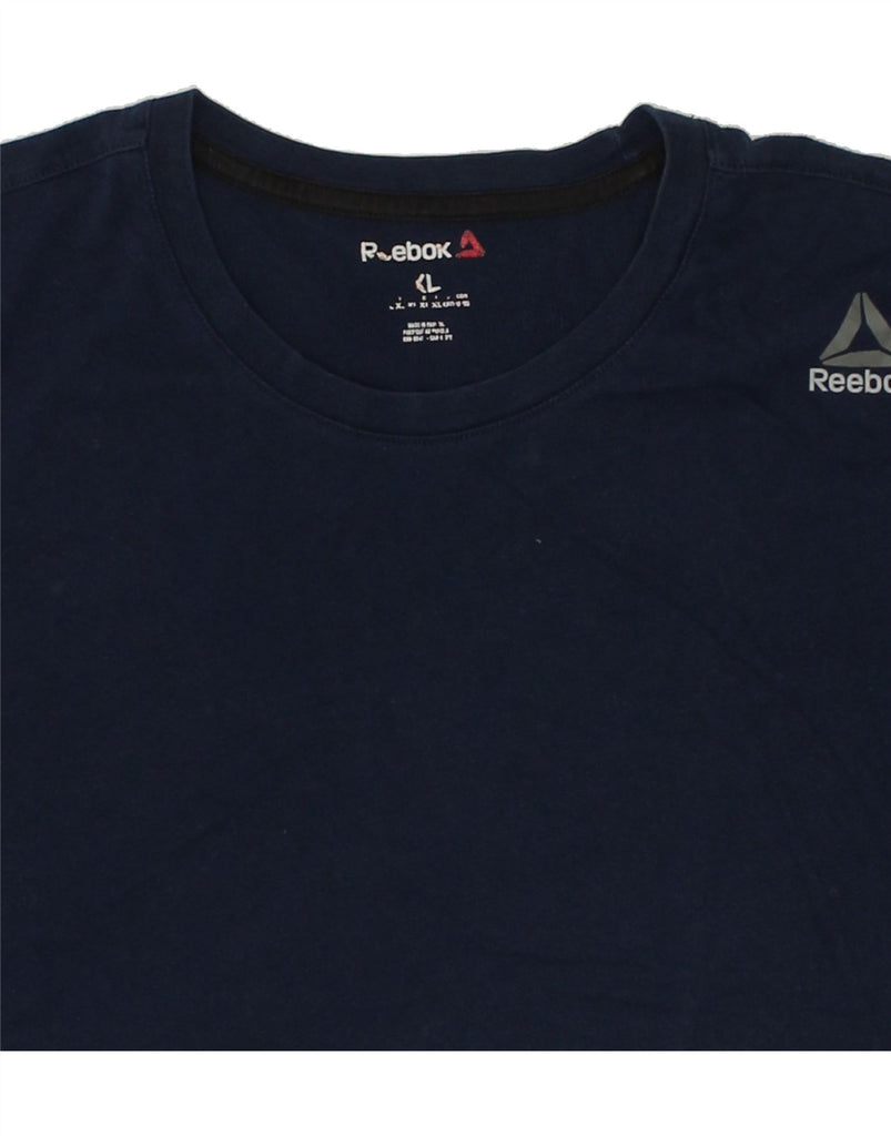 REEBOK Mens Graphic T-Shirt Top XL Navy Blue | Vintage Reebok | Thrift | Second-Hand Reebok | Used Clothing | Messina Hembry 