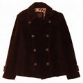 Marks & Spencer Womens Per Una Corduroy Pea Coat UK 12 Medium Brown Cotton