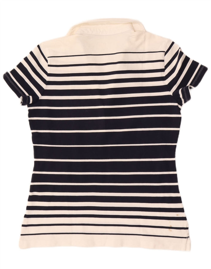 Tommy Hilfiger Womens Polo Shirt UK 14 Medium Navy Blue Striped