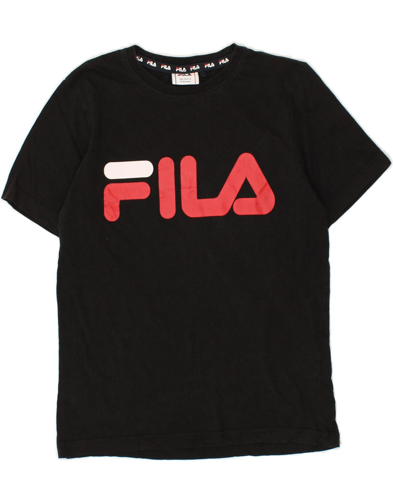 FILA Boys Graphic T-Shirt Top 11-12 Years Black Cotton | Vintage Fila | Thrift | Second-Hand Fila | Used Clothing | Messina Hembry 