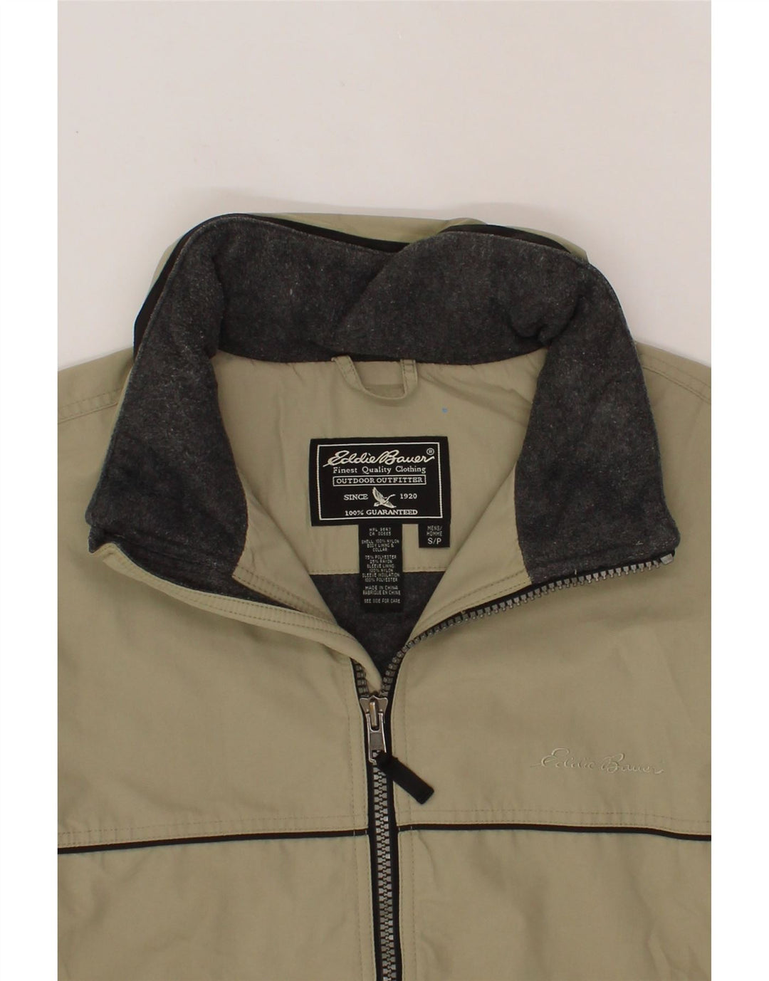 EDDIE BAUER Mens Oversized Bomber Jacket UK 36 Small Khaki Colourblock