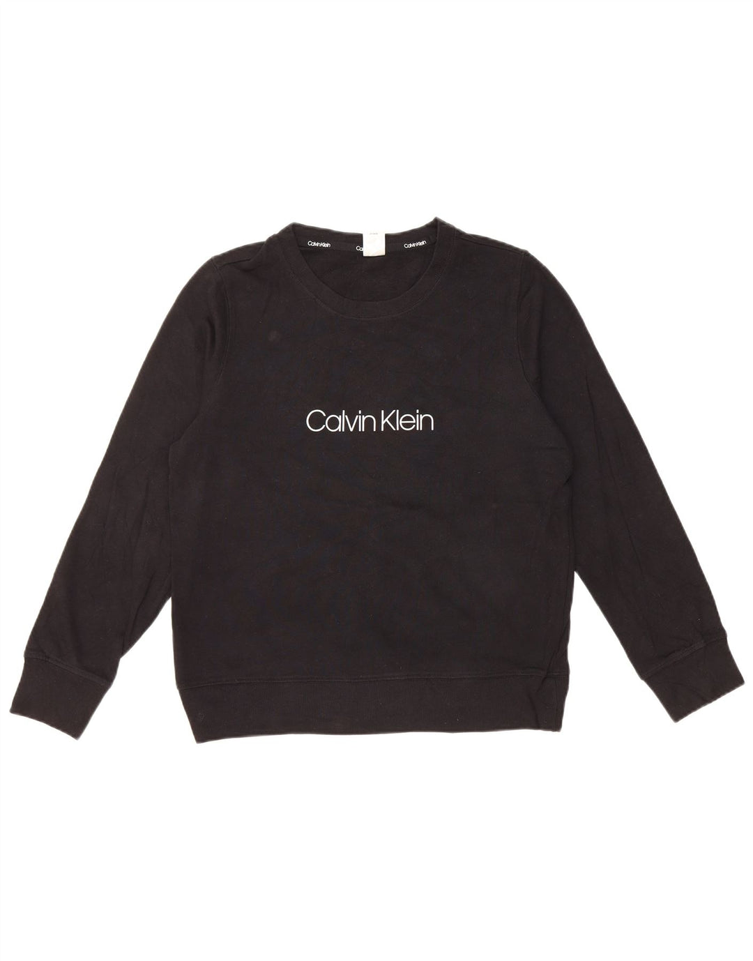 CALVIN KLEIN Womens Graphic Sweatshirt Jumper UK 14 Medium Black Cotton