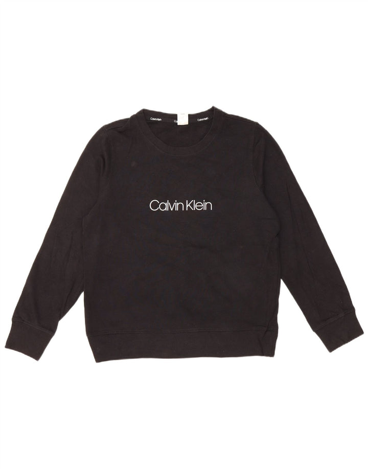 CALVIN KLEIN Womens Graphic Sweatshirt Jumper UK 14 Medium Black Cotton
