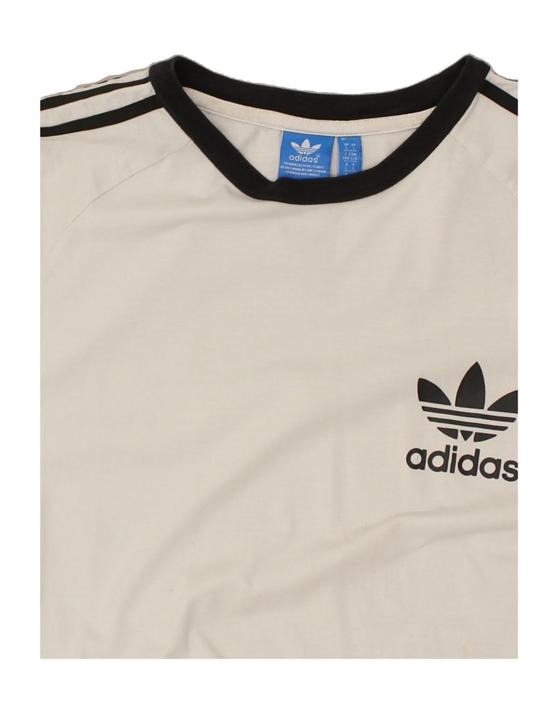 ADIDAS Mens T-Shirt Top Large White Cotton | Vintage Adidas | Thrift | Second-Hand Adidas | Used Clothing | Messina Hembry 