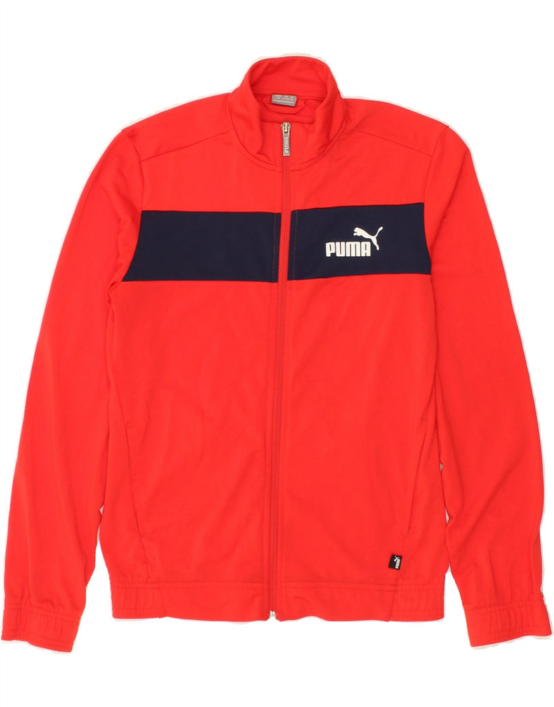 PUMA Boys Graphic Tracksuit Top Jacket 13-14 Years Red Striped Polyester | Vintage Puma | Thrift | Second-Hand Puma | Used Clothing | Messina Hembry 