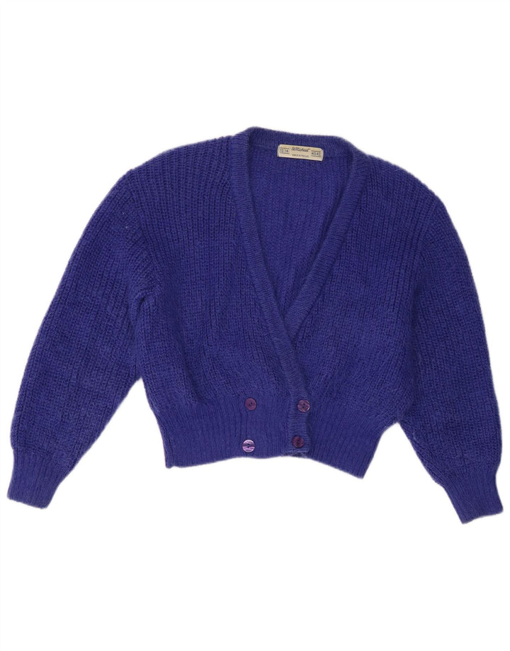 St Michael Womens Cardigan Sweater UK 12/14 Medium Blue Mohair