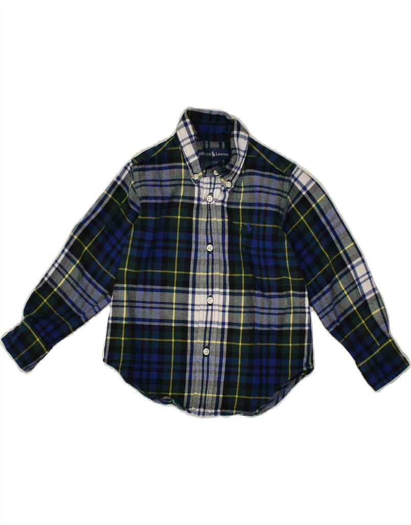 RALPH LAUREN Baby Boys Core Flannel Shirt 18-24 Months Navy Blue Check | Vintage Ralph Lauren | Thrift | Second-Hand Ralph Lauren | Used Clothing | Messina Hembry 