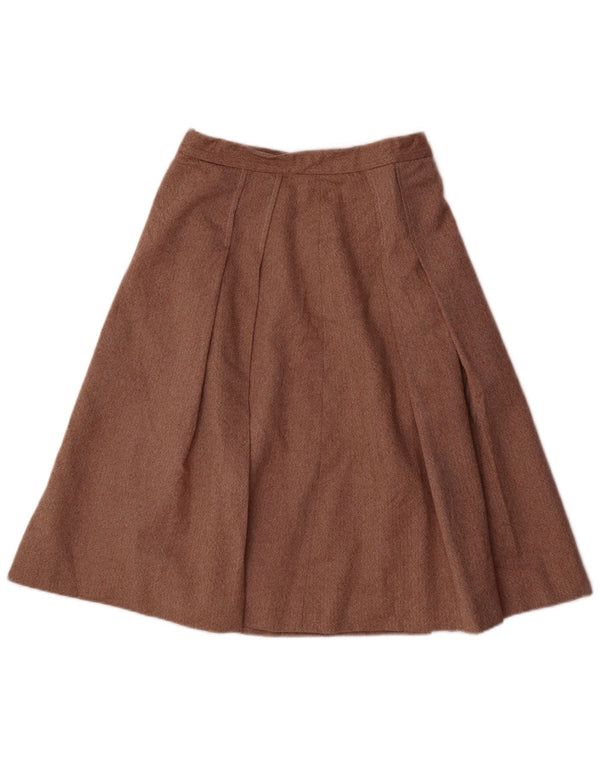 Vintage Womens Pleated A-Line Skirt W26 Small Brown
