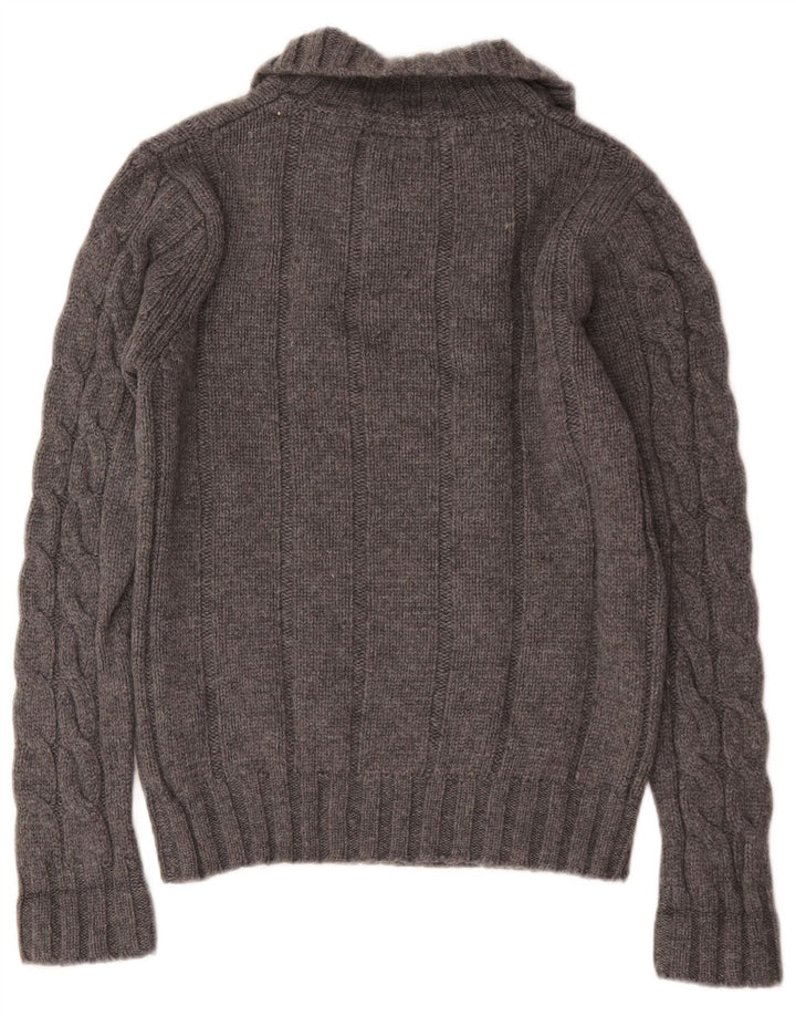 Jack & Jones Mens Button Neck Jumper Sweater Small Grey Wool
