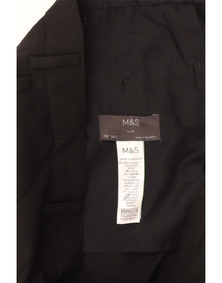 Marks & Spencer Mens Slim Cropped Trousers W38 L25 Black Polyester