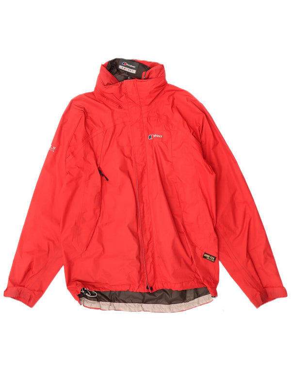 Berghaus Mens Hooded Rain Jacket UK 38 Medium Red Nylon