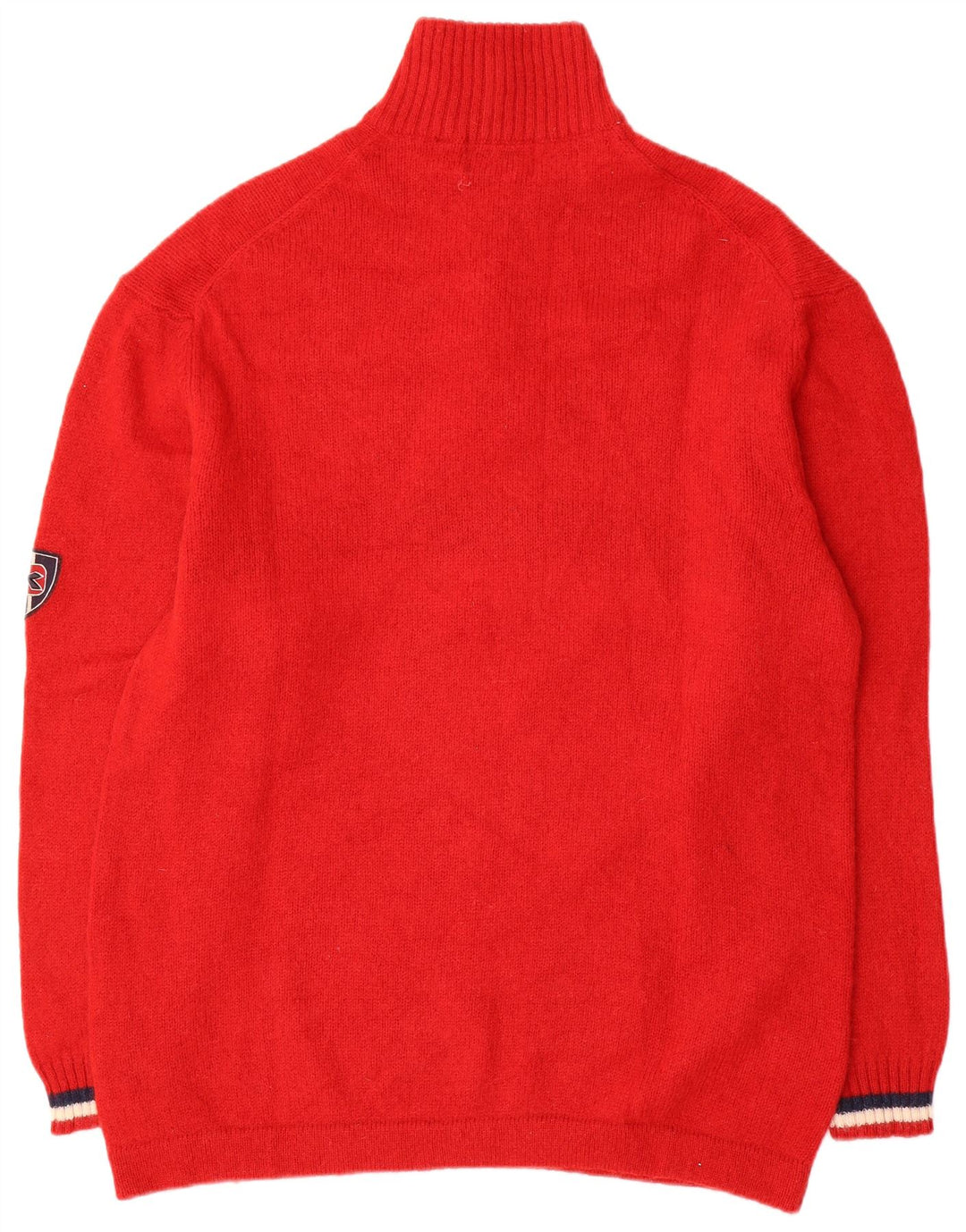 Diadora Mens Zip Neck Jumper Sweater 2XL Red Colourblock Wool
