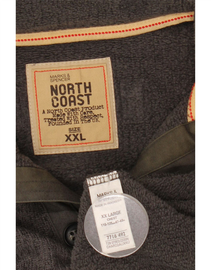Marks & Spencer Mens Button Neck Sweatshirt Jumper 2XL Grey Polyester