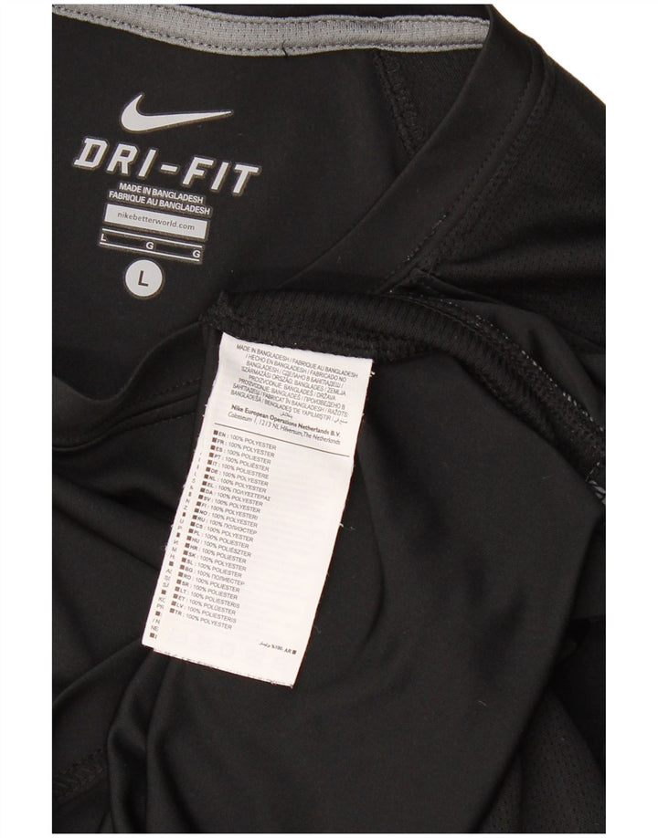 NIKE Mens Dri Fit T-Shirt Top Large Black Polyester