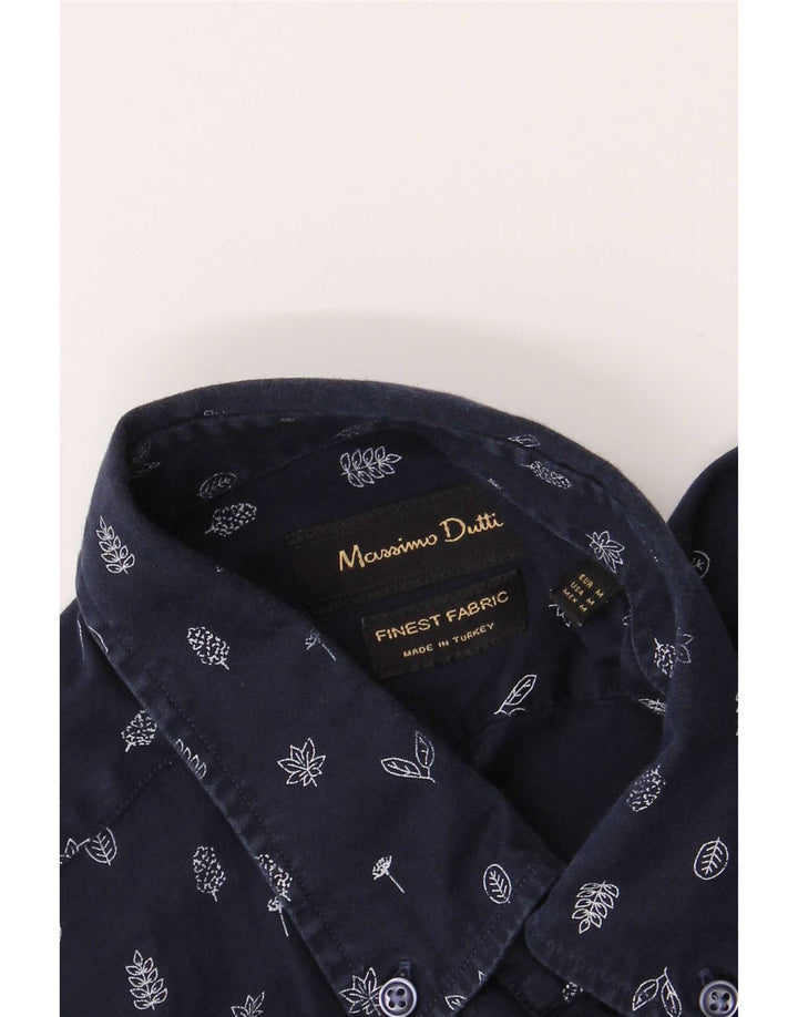 Massimo Dutti Mens Shirt Medium Navy Blue Floral
