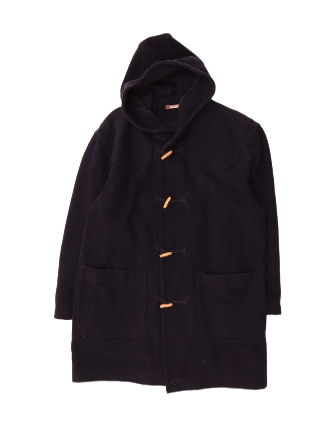 Sisley Mens Relaxed Elegance Hooded Duffle Coat UK 36 Small Navy Blue Wool