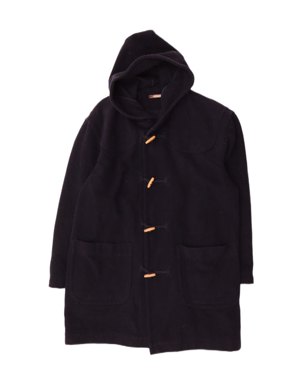 Sisley Mens Relaxed Elegance Hooded Duffle Coat UK 36 Small Navy Blue Wool