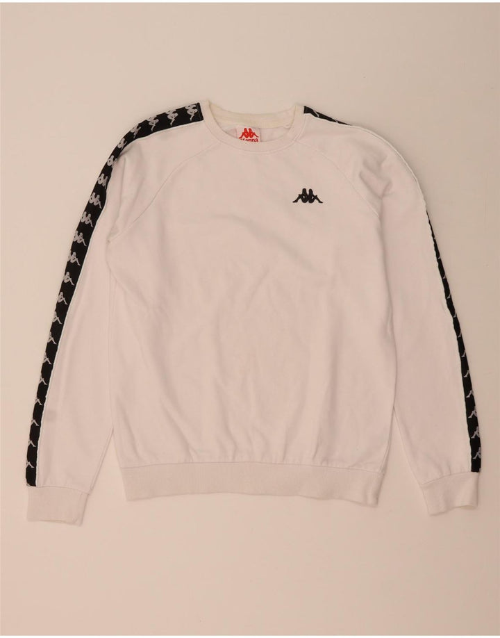 Kappa Mens Graphic Sweatshirt Jumper Small White Colourblock Cotton