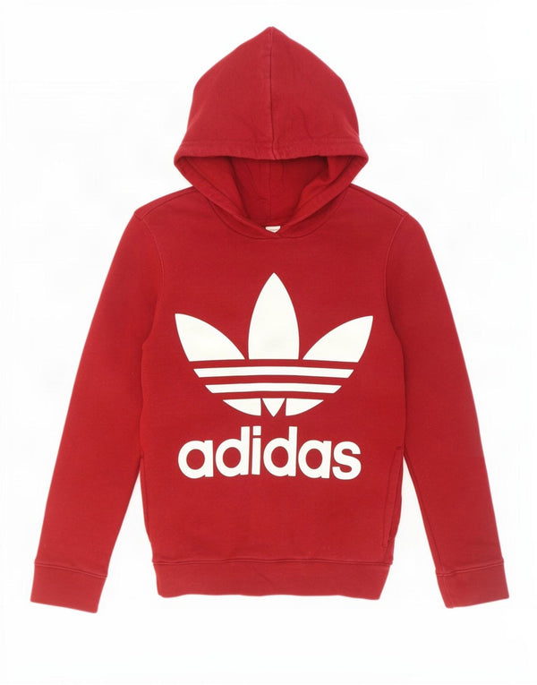 Adidas Mens Graphic Hoodie Jumper UK 10 Small Red Cotton