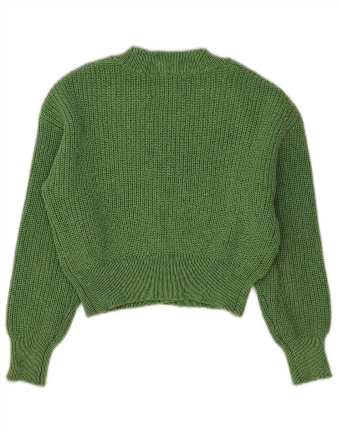 Zara Girls Crop Cardigan Sweater 9-10 Years Green Polyester